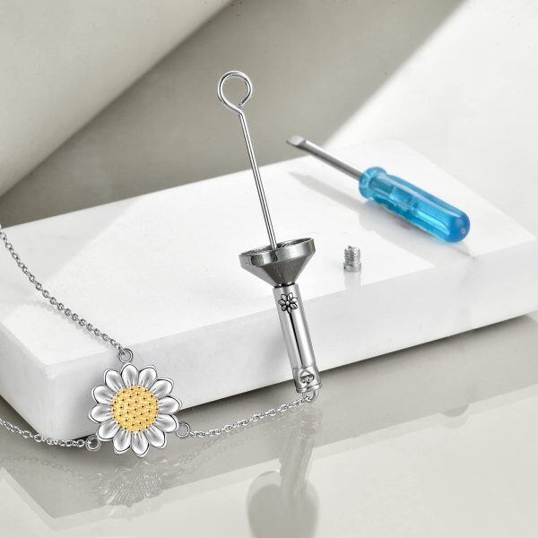 Sterling Silver Sunflower Urn Necklace-3