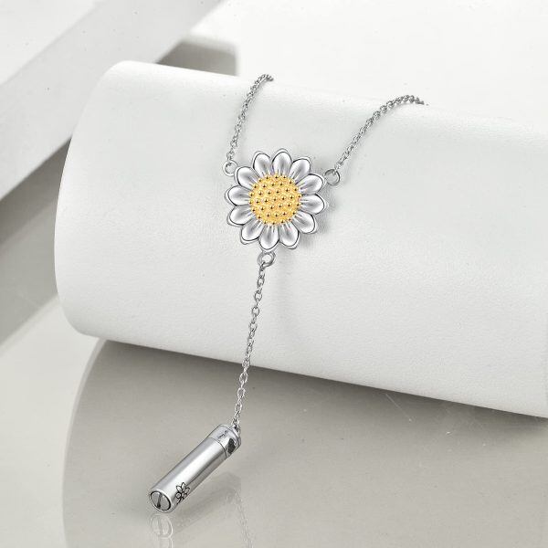 Sterling Silver Sunflower Urn Necklace-4