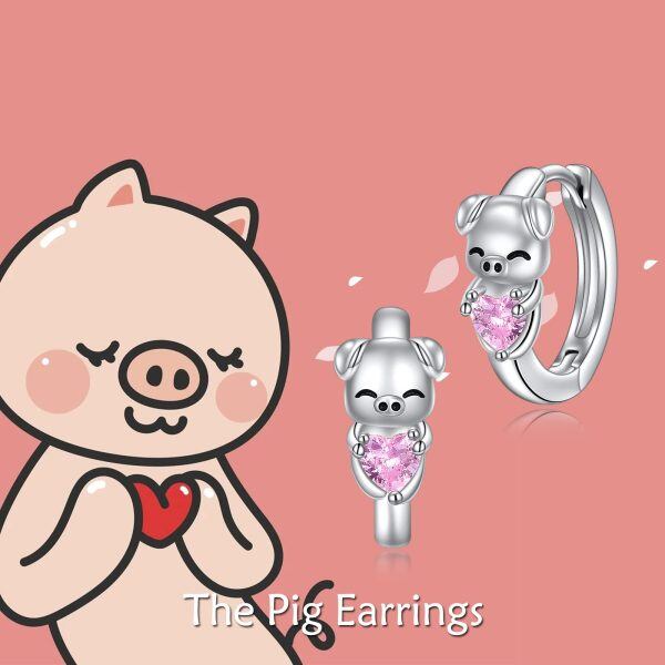 Sterling Silver Pig Earrings-1