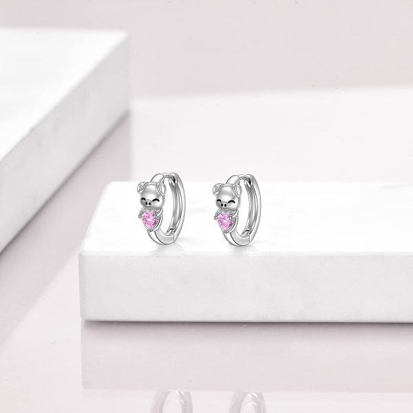 Sterling Silver Pig Earrings-3