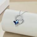 wholesale 925 Sterling Silver Blue Butterfly Crystal Heart Pendant Necklace for Granddaughter-0-3
