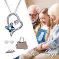wholesale 925 Sterling Silver Blue Butterfly Crystal Heart Pendant Necklace for Granddaughter-0-5