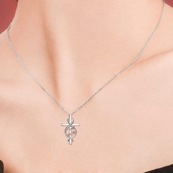 Sterling Silver Daughter Cross Necklace-1