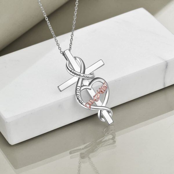 Sterling Silver Daughter Cross Necklace-4