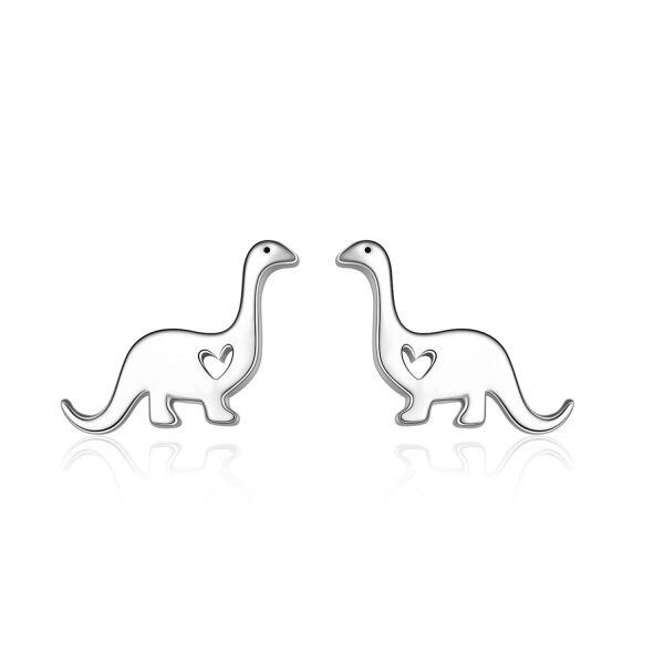 Sterling Silver Dinosaur Earrings-0