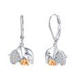 wholesale 925 Sterling Silver Mother & Daughter Elephants Drop Earrings with Cubic Zirconia - Wholesale Jewelry for Women-0-0