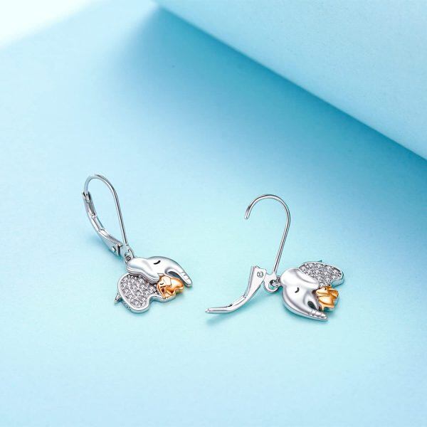 Sterling Silver Elephant Dangle Earrings-6