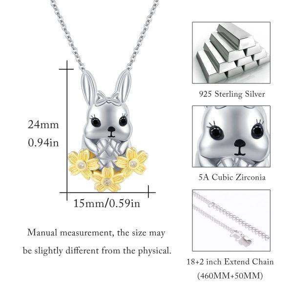 Sterling Silver Cute Animal Rabbit Pendant Necklace-3