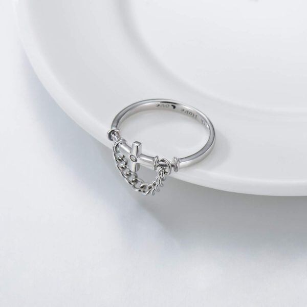 Sterling Silver Faith Hope Love Cross Ring-1