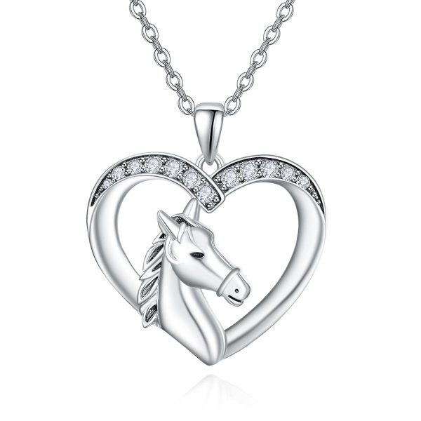 Sterling Silver Horse Heart Necklace-0