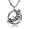 wholesale 925 Sterling Silver Norse Raven Pendant Necklace for Men - Celtic Knot Design-0-0
