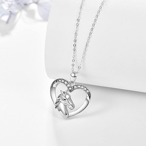 Sterling Silver Horse Heart Necklace-1