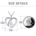 wholesale 925 Sterling Silver Unicorn Head in Heart Shape Pendant Necklace for Girls-0-2