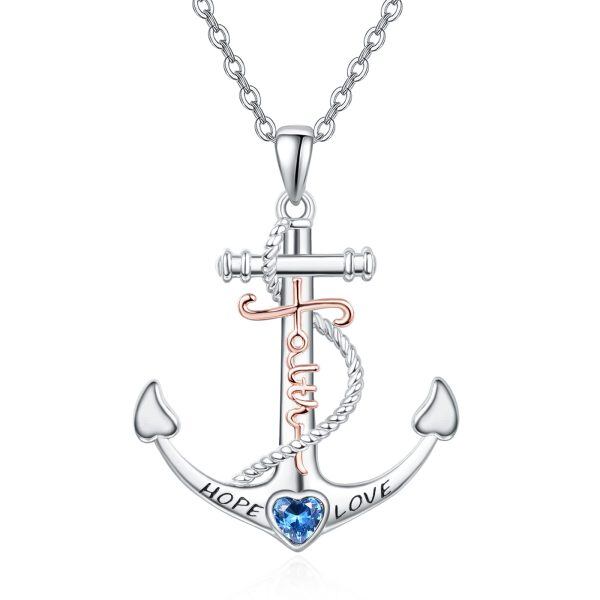 Sterling Silver Anchor Necklace-0