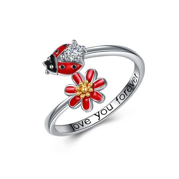 Sterling Silver Ldaybug Daisy Rings-0