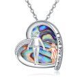 wholesale 925 Sterling Silver Abalone Shell Heart Family Love Pendant Necklace-0-0