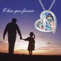 wholesale 925 Sterling Silver Abalone Shell Heart Family Love Pendant Necklace-0-1