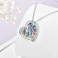 wholesale 925 Sterling Silver Abalone Shell Heart Family Love Pendant Necklace-0-2