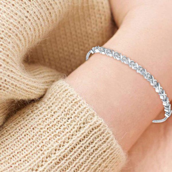 Sterling Silver Tennis Round Bracelet-6