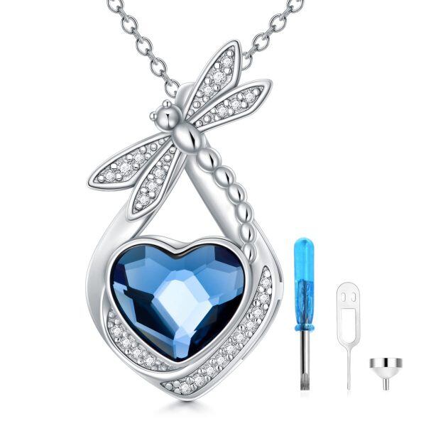 Sterling Silver Butterfly Heart Urn Necklace-0