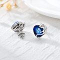 wholesale 925 Sterling Silver Blue Crystal Dolphin Heart Stud Earrings for Women-0-2