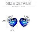 wholesale 925 Sterling Silver Blue Crystal Dolphin Heart Stud Earrings for Women-0-5