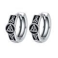 wholesale 925 Sterling Silver Black Triquetra Huggie Hoops for Men - Gothic Punk Rock Style-0-0