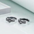 wholesale 925 Sterling Silver Black Triquetra Huggie Hoops for Men - Gothic Punk Rock Style-0-4