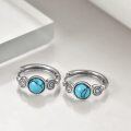 wholesale 925 Sterling Silver Turquoise Round Stone Spiral Design Huggie Earrings for Women Gifts-0-3