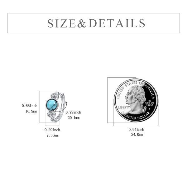 Sterling Silver Hoops Turquoise Earrings -5