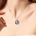 wholesale 925 Sterling Silver 925 Red Cardinal in Circle Blue Crystal Pendant Necklace for Women-0-1
