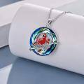 wholesale 925 Sterling Silver 925 Red Cardinal in Circle Blue Crystal Pendant Necklace for Women-0-3