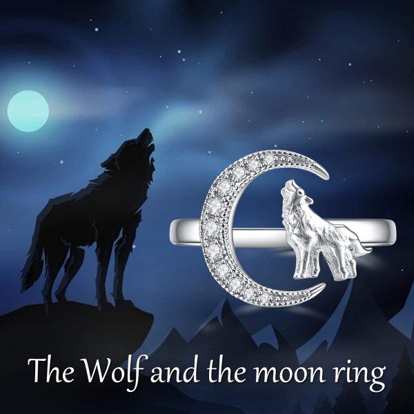 Sterling Silver Animal Wolf Rings-5