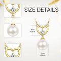 wholesale Gold-Plated 925 Sterling Silver Cubic Zirconia & Pearl Heart Pendant Necklace for Women-0-5