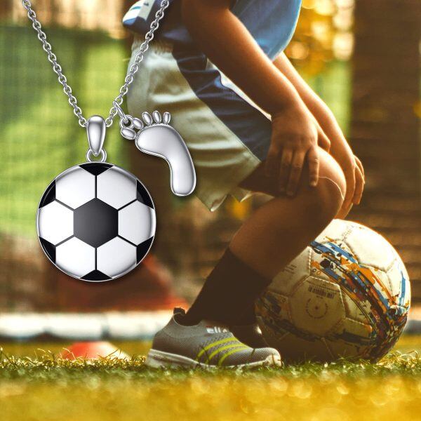 Sterling Sliver Football Photo Locket Pendant Necklace -5