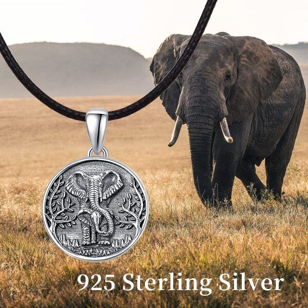 Sterling Silver Animal Elephant Photo Pendant Necklace-5