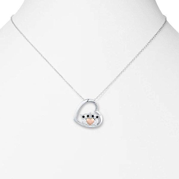 Sterling Silver Heart Owl Necklace-1