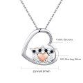 wholesale 925 Sterling Silver Heart-Shaped Owl Pendant Necklace with Cubic Zirconia and Rose Gold Accents for Women-0-6