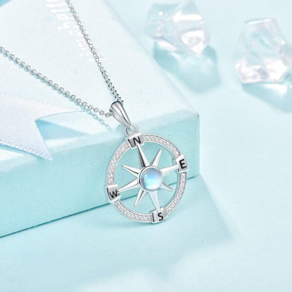 Sterling Silver Compass Pendant Necklace-3