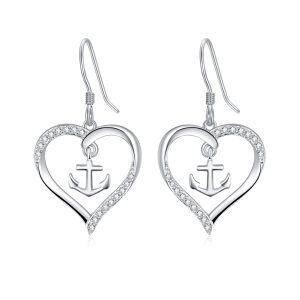 Sterling Silver Anchor Stud Earrings-0