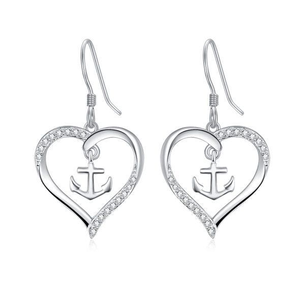 Sterling Silver Anchor Stud Earrings-0