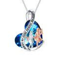 wholesale 925 Sterling Silver Blue Crystal Heart Pendant Necklace Gift for Sisters and Best Friend-0-0