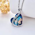 wholesale 925 Sterling Silver Blue Crystal Heart Pendant Necklace Gift for Sisters and Best Friend-0-4