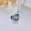 wholesale 925 Sterling Silver Blue Crystal Heart Pendant Necklace Gift for Sisters and Best Friend-0-5