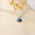 wholesale 925 Sterling Silver Blue Crystal Cow Heart Pendant Necklace for Women-0-4
