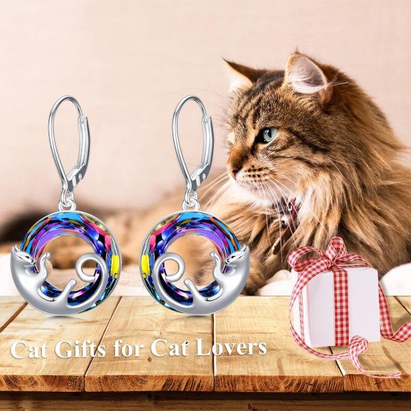 Sterling Silver Cat Earrings-3