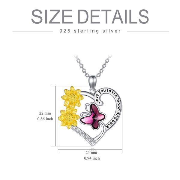 Sterling Silver Heart Butterfly Necklace-4