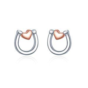 Sterling Silver Heart Stud Earrings-0