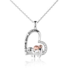 Sterling Silver I Love You Foever Animal Necklace -0