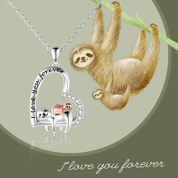 Sterling Silver I Love You Foever Animal Necklace -4